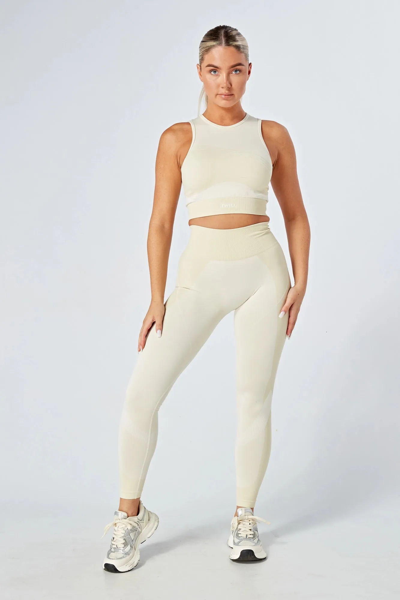 Twill Active Recycled Colour Block Body Fit Legging - Stone