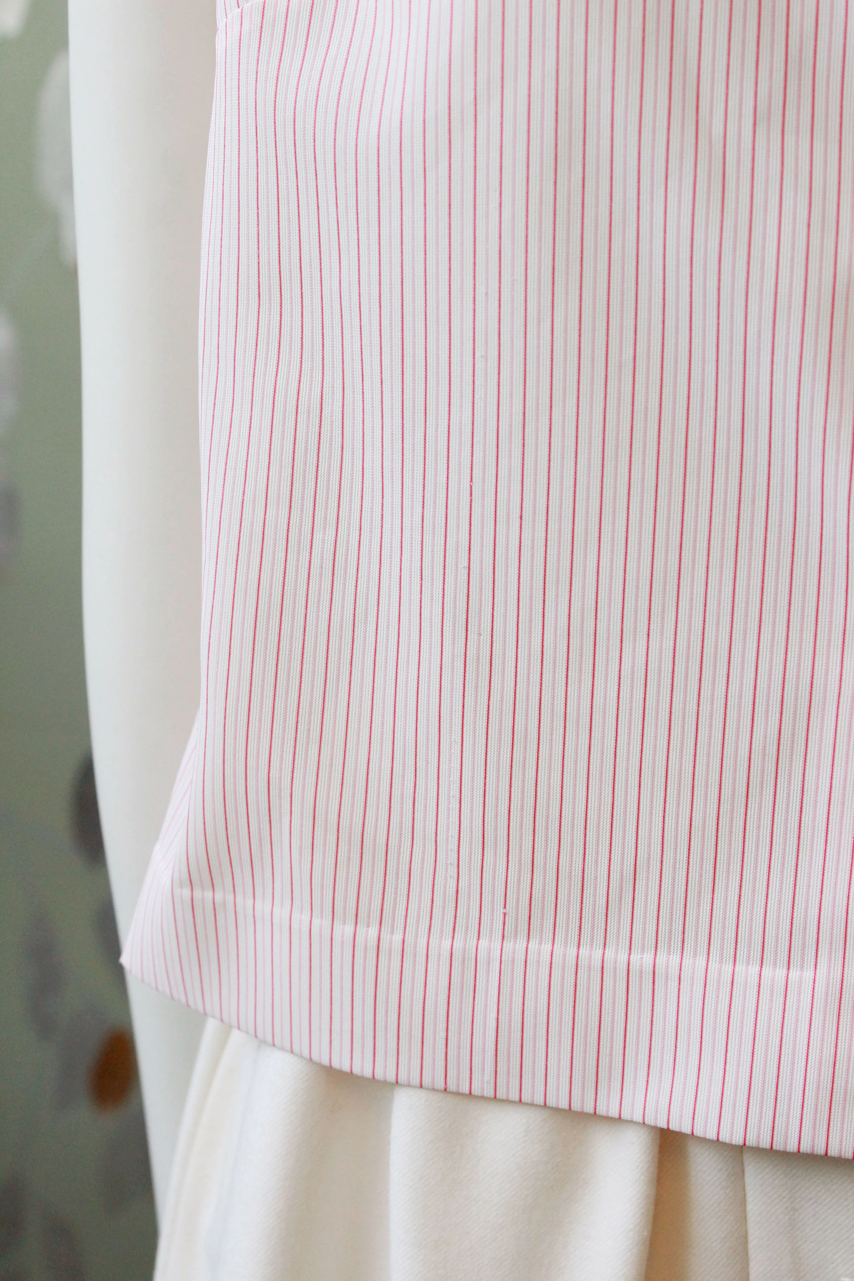 Vintage 1960s Pink Striped Blouse With Peter Pan Collar And Bow, Small