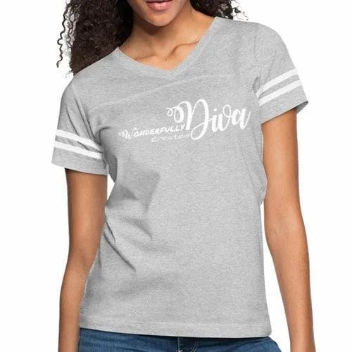 Womens Graphic Vintage Sport T-shirt, Wonderfully Created Diva