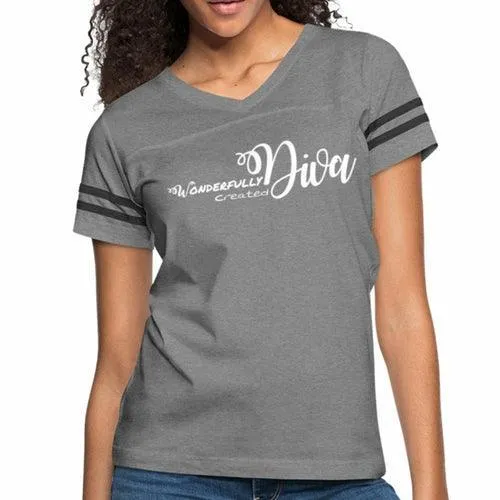 Womens Graphic Vintage Sport T-shirt, Wonderfully Created Diva