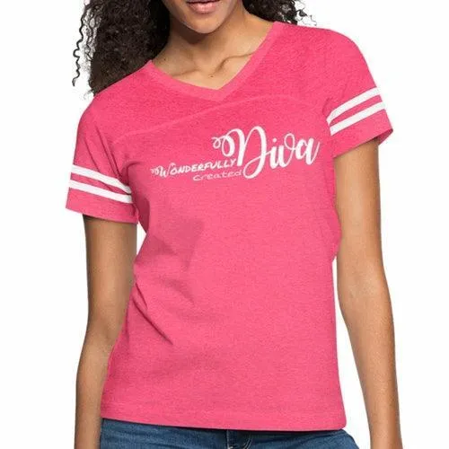 Womens Graphic Vintage Sport T-shirt, Wonderfully Created Diva