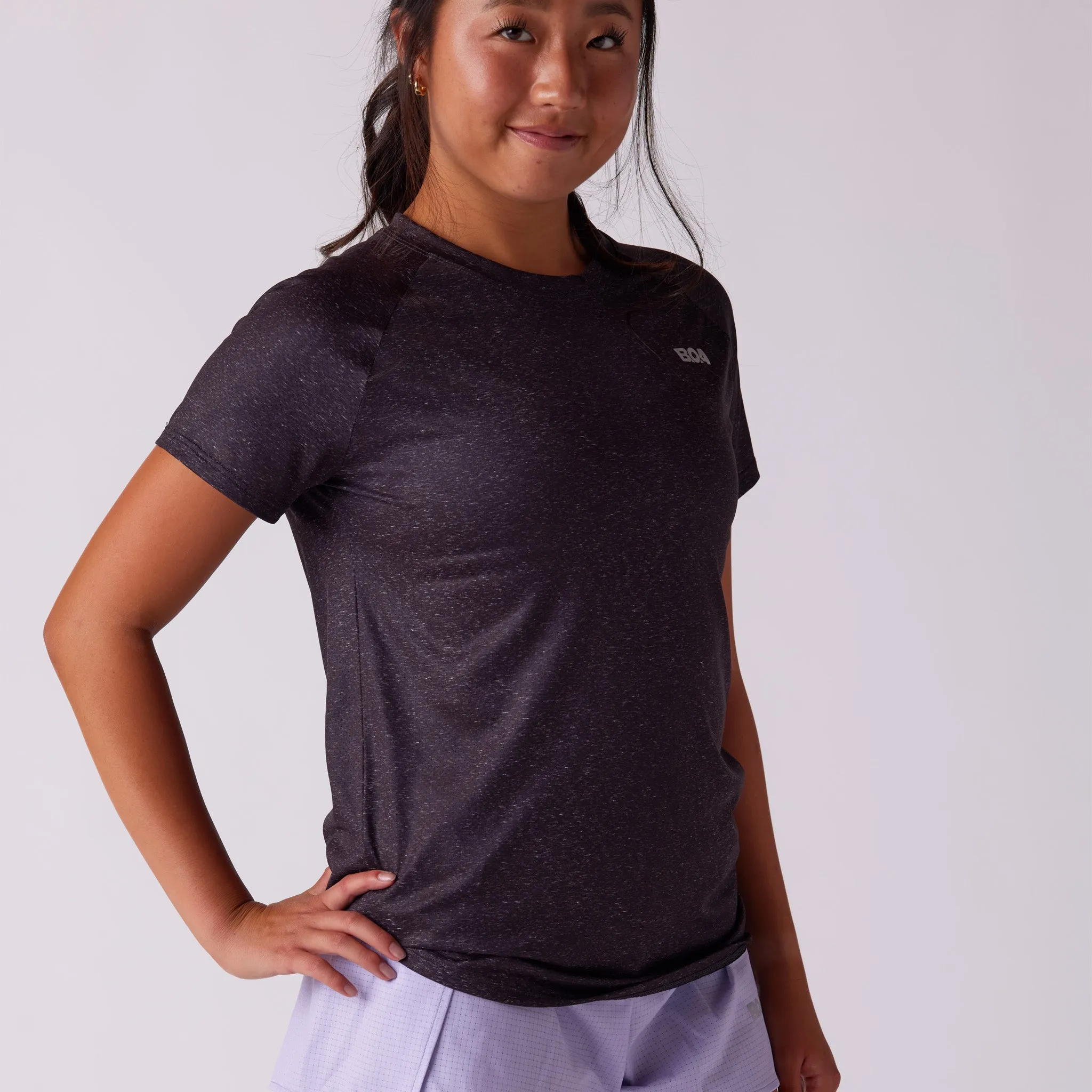 Women's Vapor Lite Tempo SS Tee - Heather Black