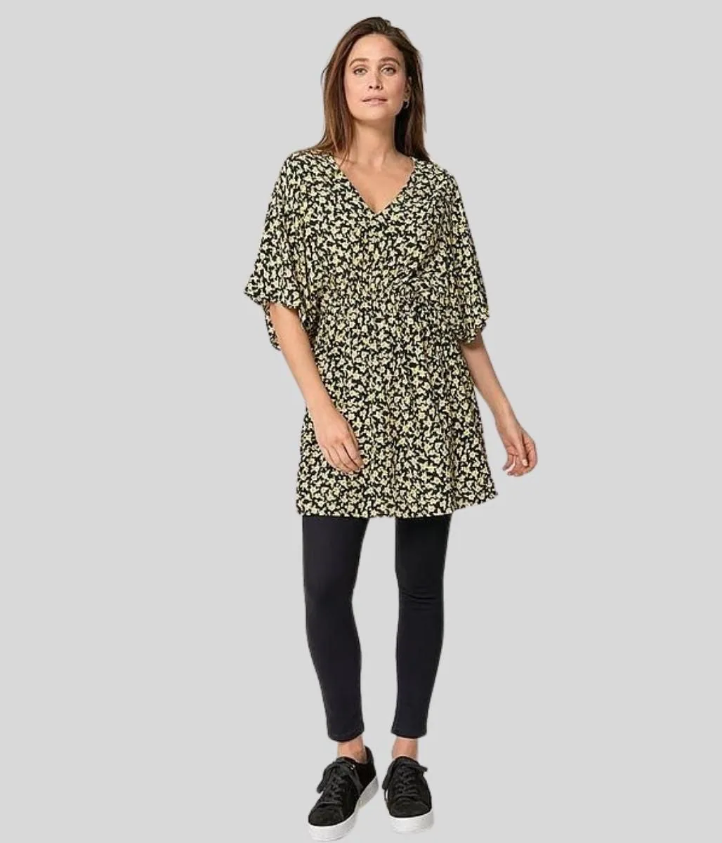 Yellow Flower Print Nora Tunic Top 8/10